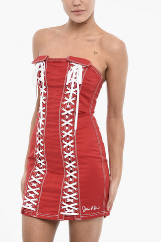 Strapless Mini Dress with Front Ties