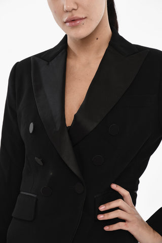 Double Breasted Blazer with Satin Details