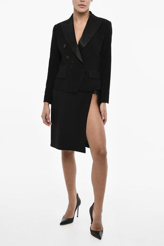 Double Breasted Blazer with Satin Details
