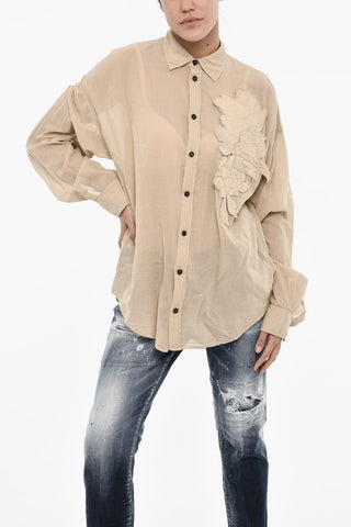 Oversized Shirt with Floral Applications