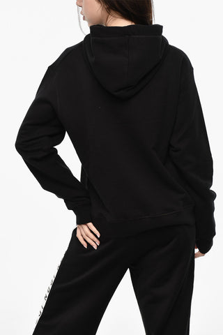 Brushed Cotton Hoodie With Glittered Print