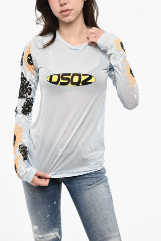 Leichtes Rundhals-T-Shirt mit Print