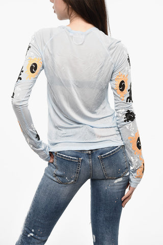 Leichtes Rundhals-T-Shirt mit Print