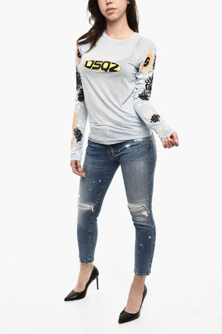 Leichtes Rundhals-T-Shirt mit Print