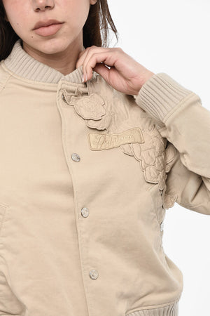 Bomber in Cotone con Applicazioni Floreali