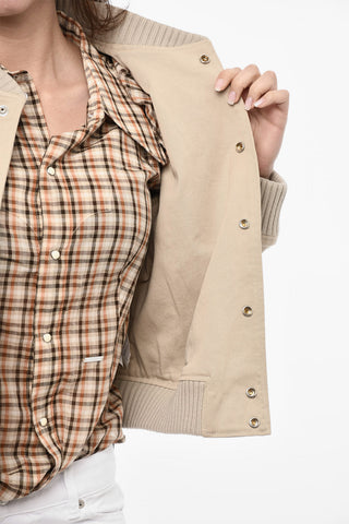 Bomber in Cotone con Applicazioni Floreali