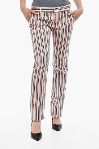 Pantaloni A Righe Con Toppa Gioiello