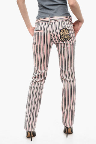 Pantaloni A Righe Con Toppa Gioiello
