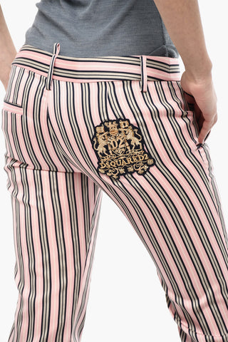 Pantaloni A Righe Con Toppa Gioiello