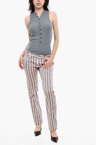 Pantaloni A Righe Con Toppa Gioiello