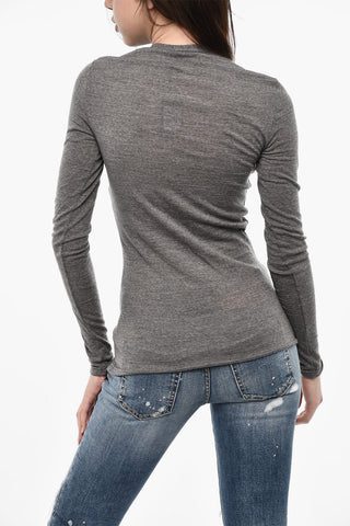 Wool Stretch Slim Fit Sweater with Buttons
