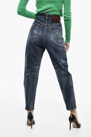 High-Waist Distressed Jeans