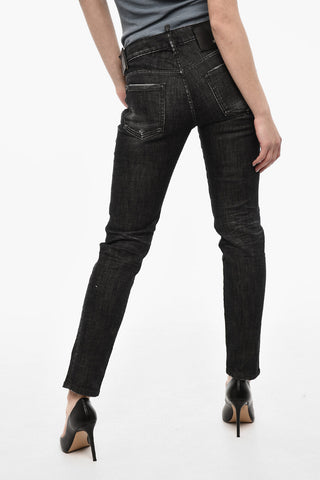 Slim Fit Jeans With Logoed Button