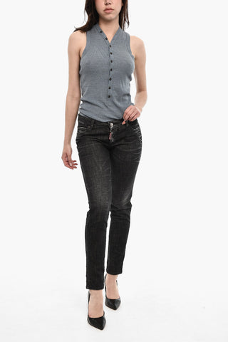 Slim Fit Jeans With Logoed Button