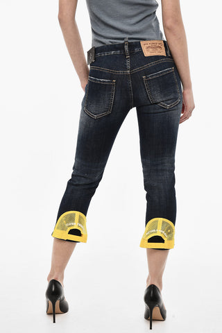 Cropped Slim Fit Jeans With Logo Patch