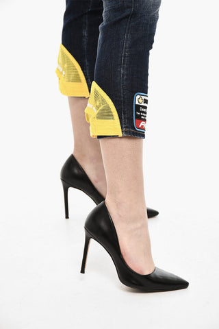 Cropped Slim Fit Jeans With Logo Patch