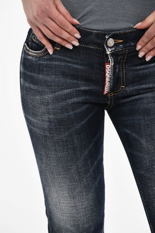 Cropped Slim Fit Jeans With Logo Patch