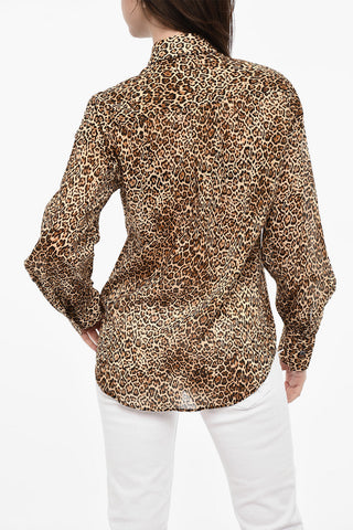 Drapiertes Animal-Print-Top mit Cut-Out-Detail