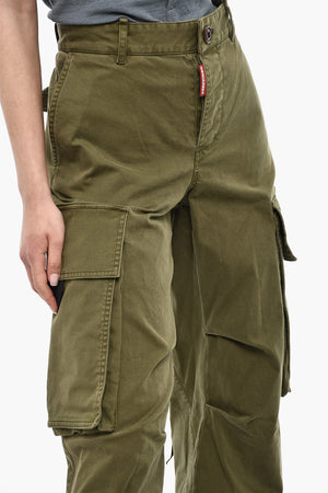 High-Waisted Cargo Pants with Satin Hem