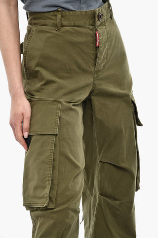 High-Waisted Cargo Pants with Satin Hem