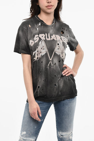 Oversized Fit Vintage Effect crew-neck T-shirt