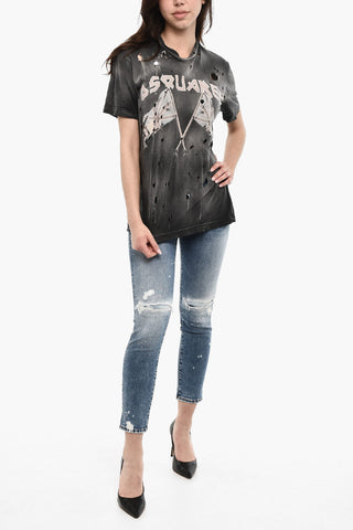 Oversized Fit Vintage Effect crew-neck T-shirt
