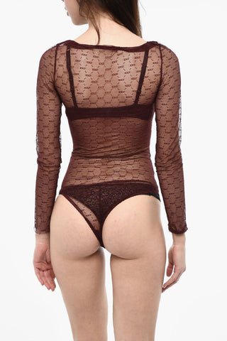 Sheer Bodysuit with All-Over Monogram