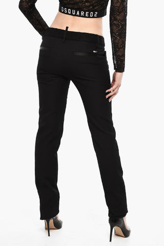 Virgin Wool Pants with Lace Details