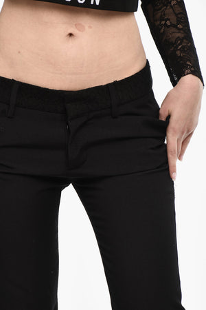 Virgin Wool Pants with Lace Details