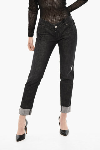 Dark Wash JENNIFER Cropped Jeans with Golden Logo