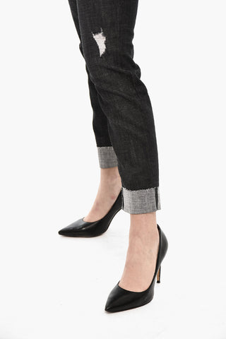 Dark Wash JENNIFER Cropped Jeans with Golden Logo
