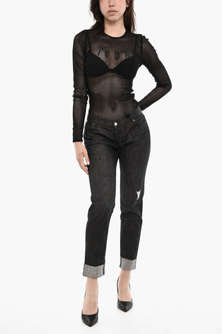 Dark Wash JENNIFER Cropped Jeans with Golden Logo