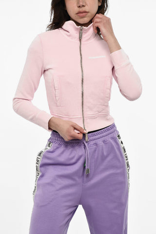 Brushed Cotton Cropped Zip Sweatshirt