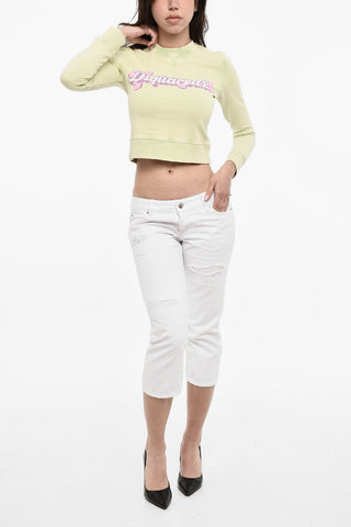 Cropped Crewneck Sweatshirt with Front Logo