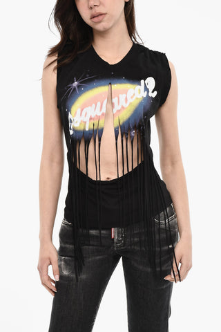 Vintage Effect Top with Fringes