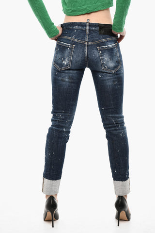 Regular-Fit-Jeans mit Vintage-Effekt und Lederaufnäher