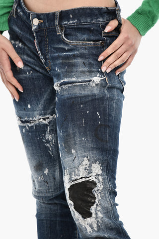 Regular-Fit-Jeans mit Vintage-Effekt und Lederaufnäher