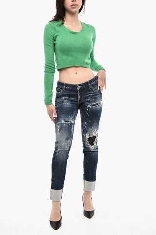 Regular-Fit-Jeans mit Vintage-Effekt und Lederaufnäher