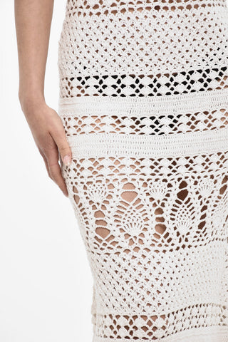 Maxi Abito in Crochet con Scollatura Profonda