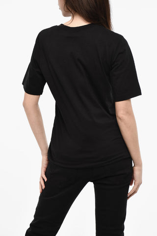 Crewneck T-shirt With Glittered Print