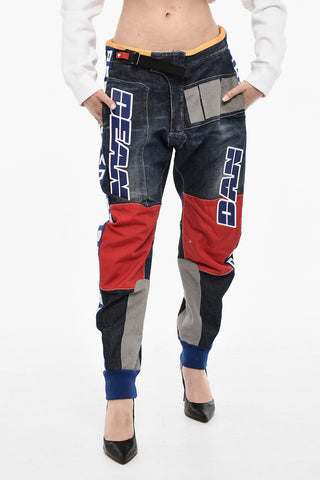 Baggy Fit Paches Pants with Embossed Details