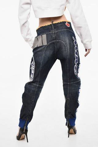 Baggy Fit Paches Pants with Embossed Details