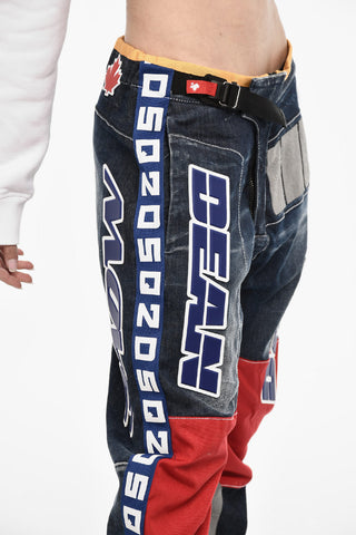 Baggy Fit Paches Pants with Embossed Details