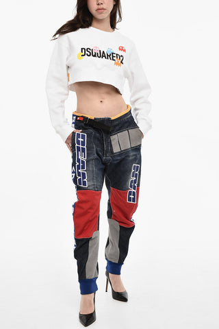 Baggy Fit Paches Pants with Embossed Details