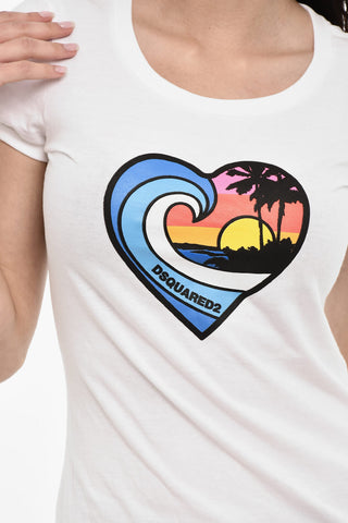 Cotton Crew-neck T-shirt with Frontal Print