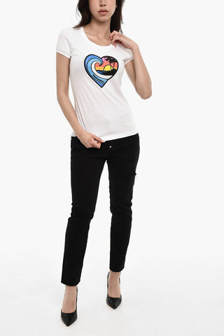Cotton Crew-neck T-shirt with Frontal Print
