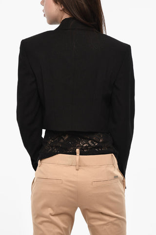 Virgin Wool Cropped Jacket with 1 Button