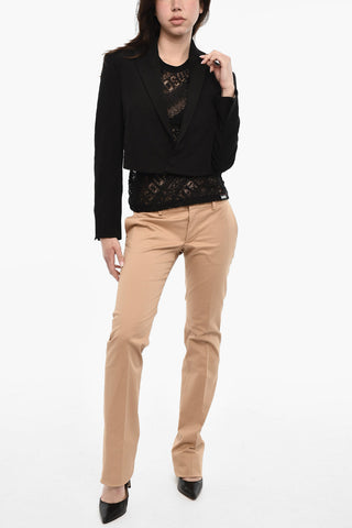Virgin Wool Cropped Jacket with 1 Button