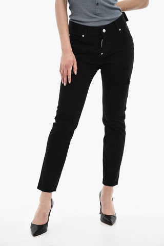 Jeans A Vita Alta Effetto Distressed