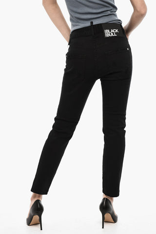 Jeans A Vita Alta Effetto Distressed